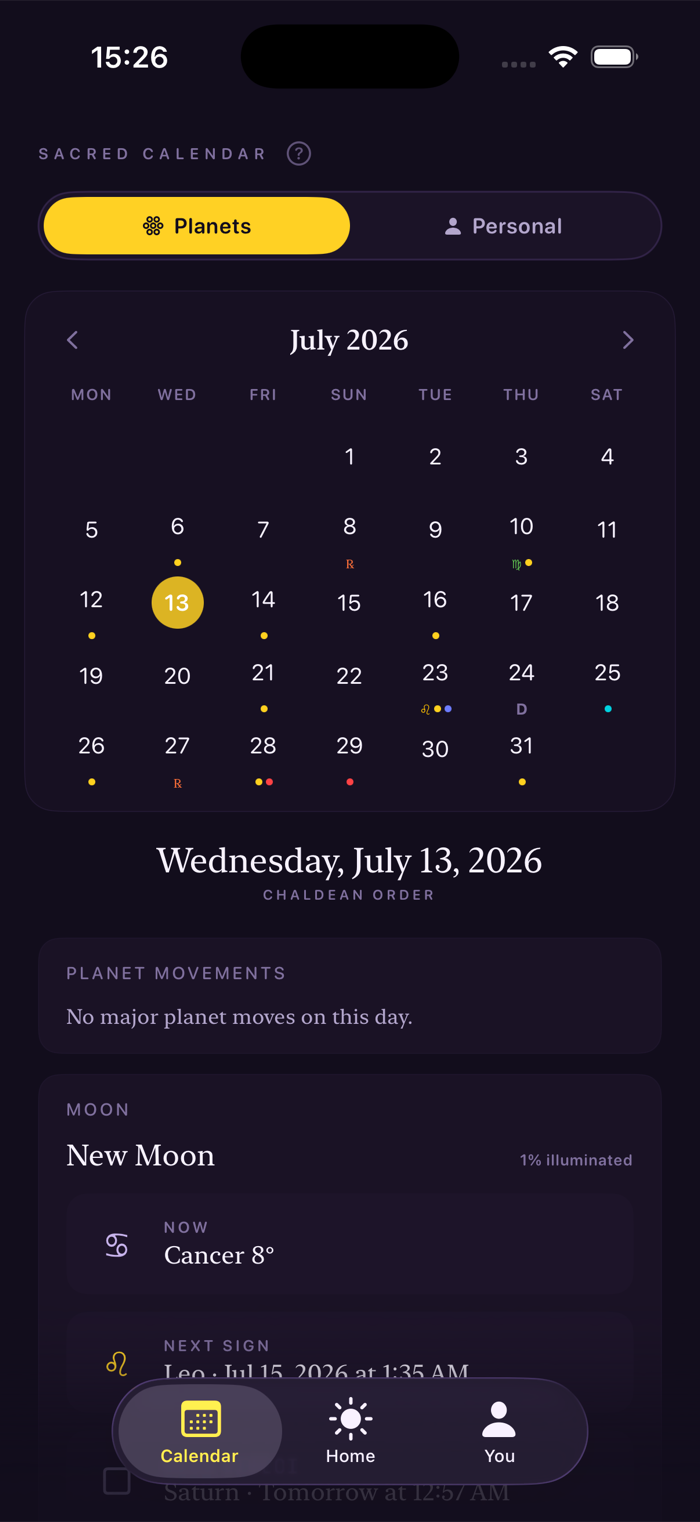 Caldera sacred calendar
