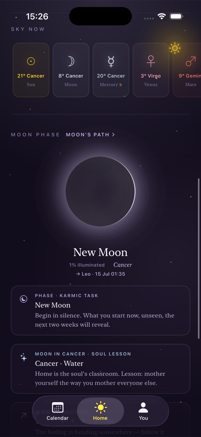 Caldera sky and moon phase